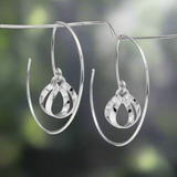 AYA - Dew Drop Reverse Hoop Silver Earrings