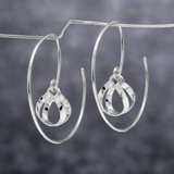 AYA - Dew Drop Reverse Hoop Silver Earrings