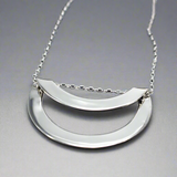 AYA - Large Round Off-Center Folded Silver Pendant