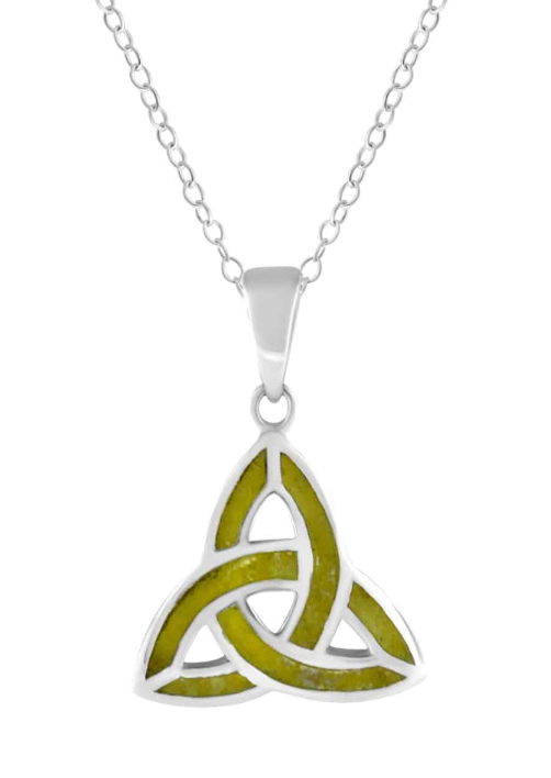 Trinity Knot Connemara Marble Silver Pendant