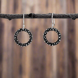 Firmament - Oxidised Hoop Silver Earrings - Dangle