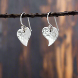 Croí - Small Heart Hammered Silver Earrings - Dangle