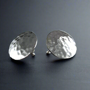 Artemis Disc Hammered Silver Stud Earrings,Ê Shop affordable, high-quality jewellery in Kinsale, West Cork, Ireland designed by Croí Kinsale Jewellery