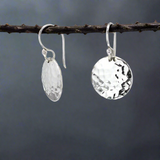 Artemis - Disc Hammered Silver Earrings - Dangle