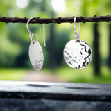 Artemis - Disc Hammered Silver Earrings - Dangle