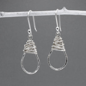 Saha Small Drop Shape with Wire Wrap Silver Dangle Earrings,Ê Shop affordable, high-quality jewellery in Kinsale, West Cork, Ireland designed by