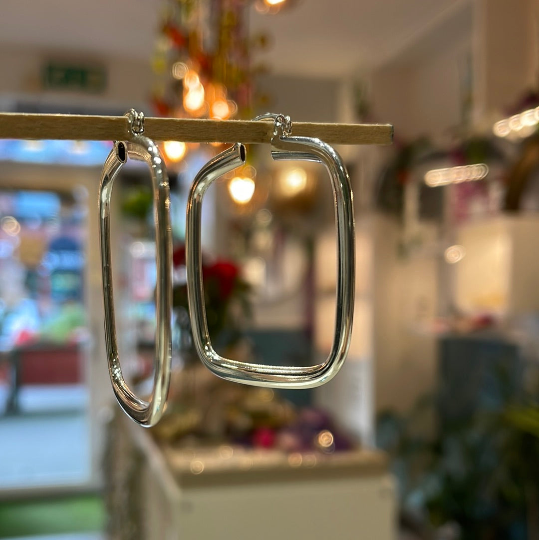 Lupita - Large Square Hoop Silver Earrings