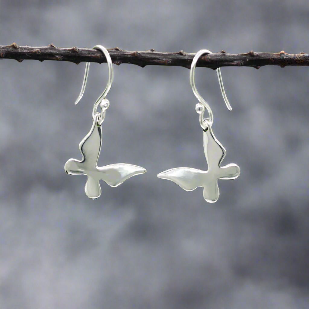 Moíneir - Small Queen Butterfly Silver Earrings - Dangle