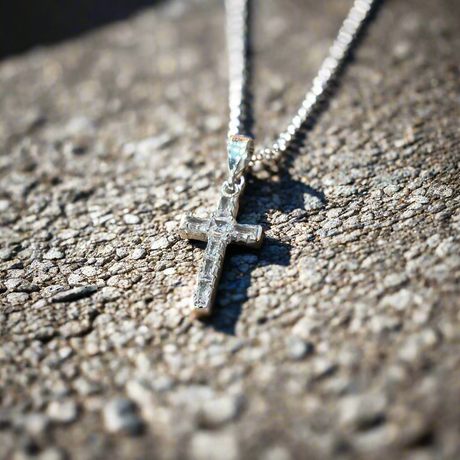 Prisca - Crystal Cross with Silver Frame Pendant