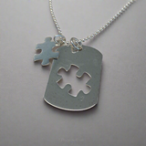 SAHA Jigsaw Puzzle Silver Pendant with Two Pieces