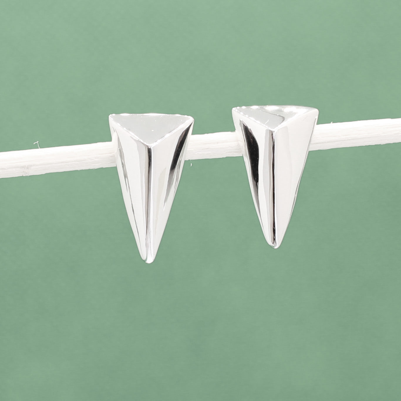 Saha - Triangle Prism Silver Earrings - Stud