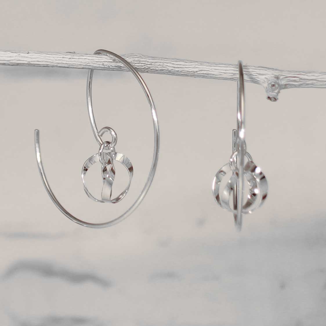 AYA Dew Drop Reverse Silver Hoop Earrings