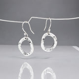 AYA Hoop Hammered Silver Dangle Earrings