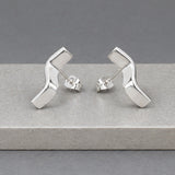 AYA Three-Dimensional S Bar Silver Stud Earrings