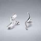 AYA Three-Dimensional S Bar Silver Stud Earrings
