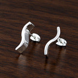 AYA Three-Dimensional S Bar Silver Stud Earrings