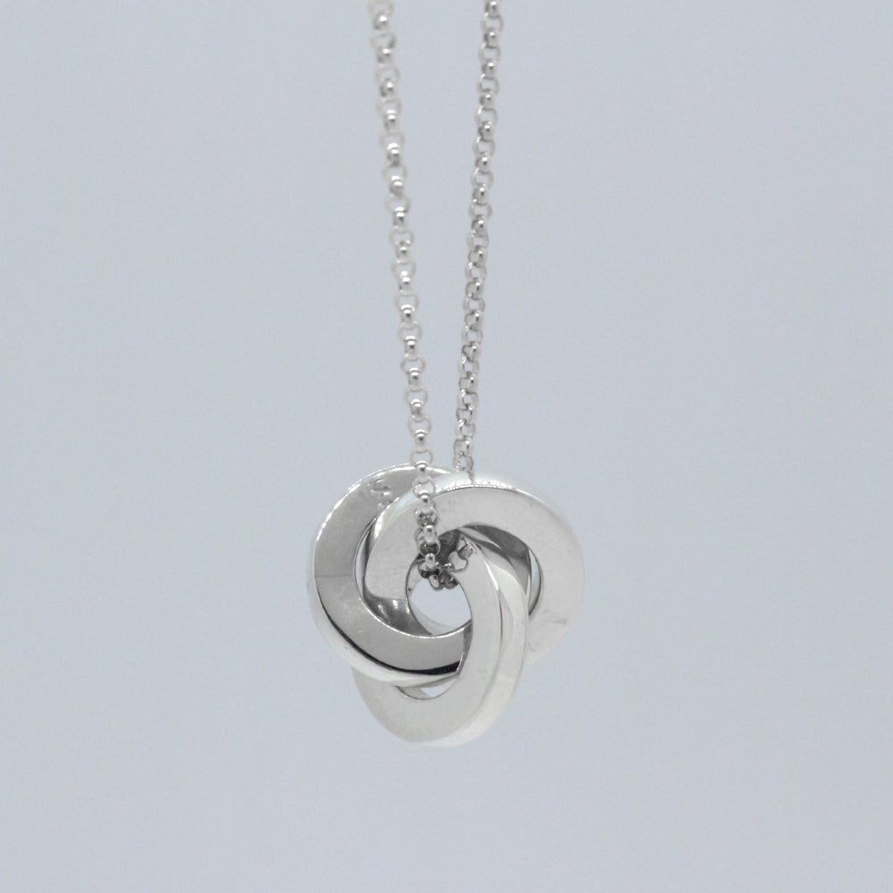 AYA Three-Dimensional Interlocked Circle Silver Pendant,Ê Shop affordable, high-quality jewellery in Kinsale, West Cork, Ireland designed by Croí Kinsale Jewellery