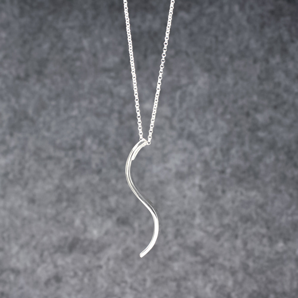 AYA Three-Dimensional S Bar Silver Pendant