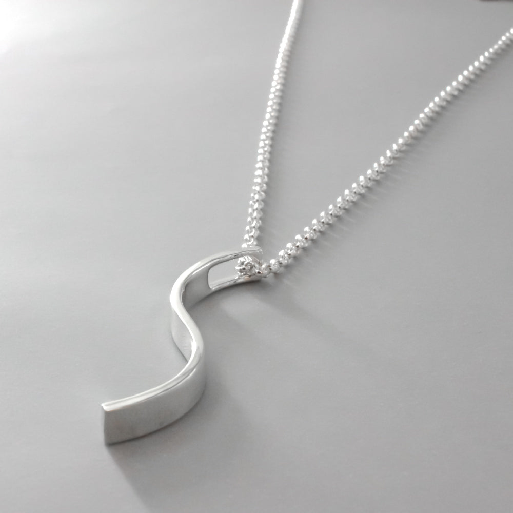 AYA Three-Dimensional S Bar Silver Pendant