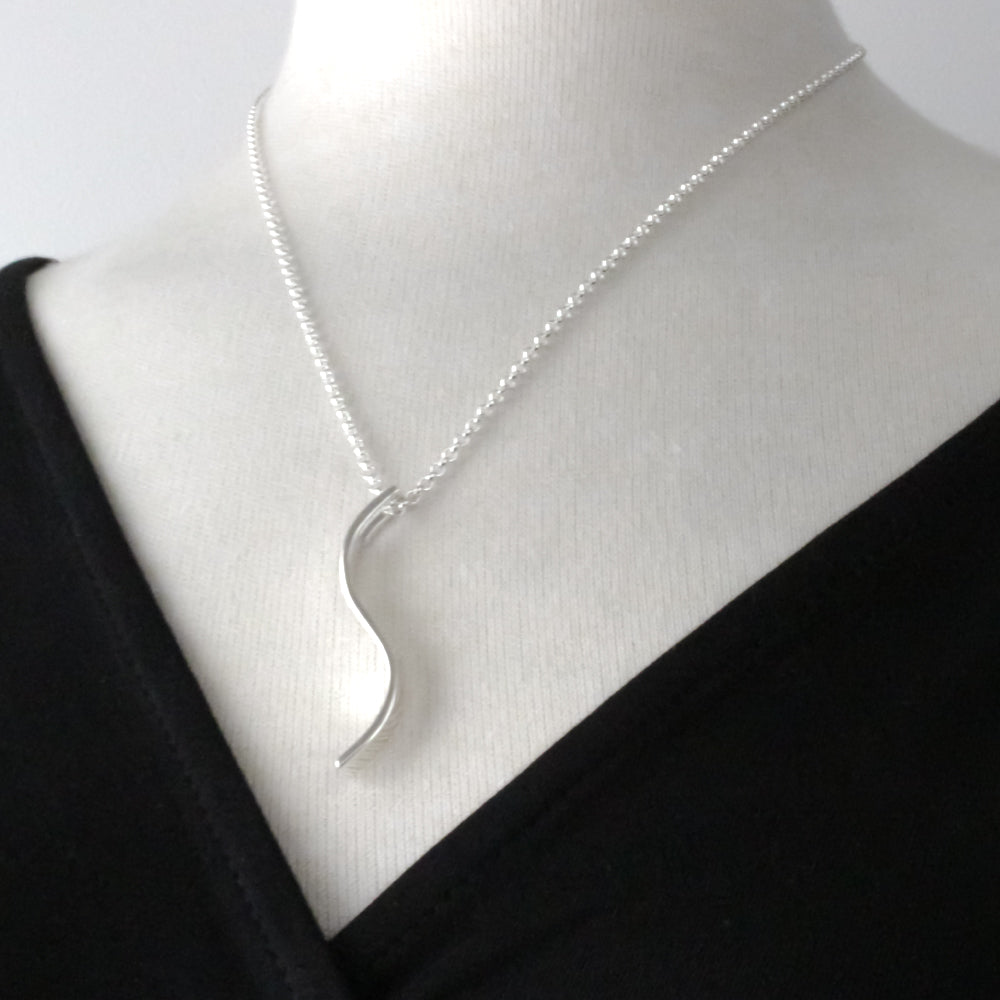 AYA Three-Dimensional S Bar Silver Pendant