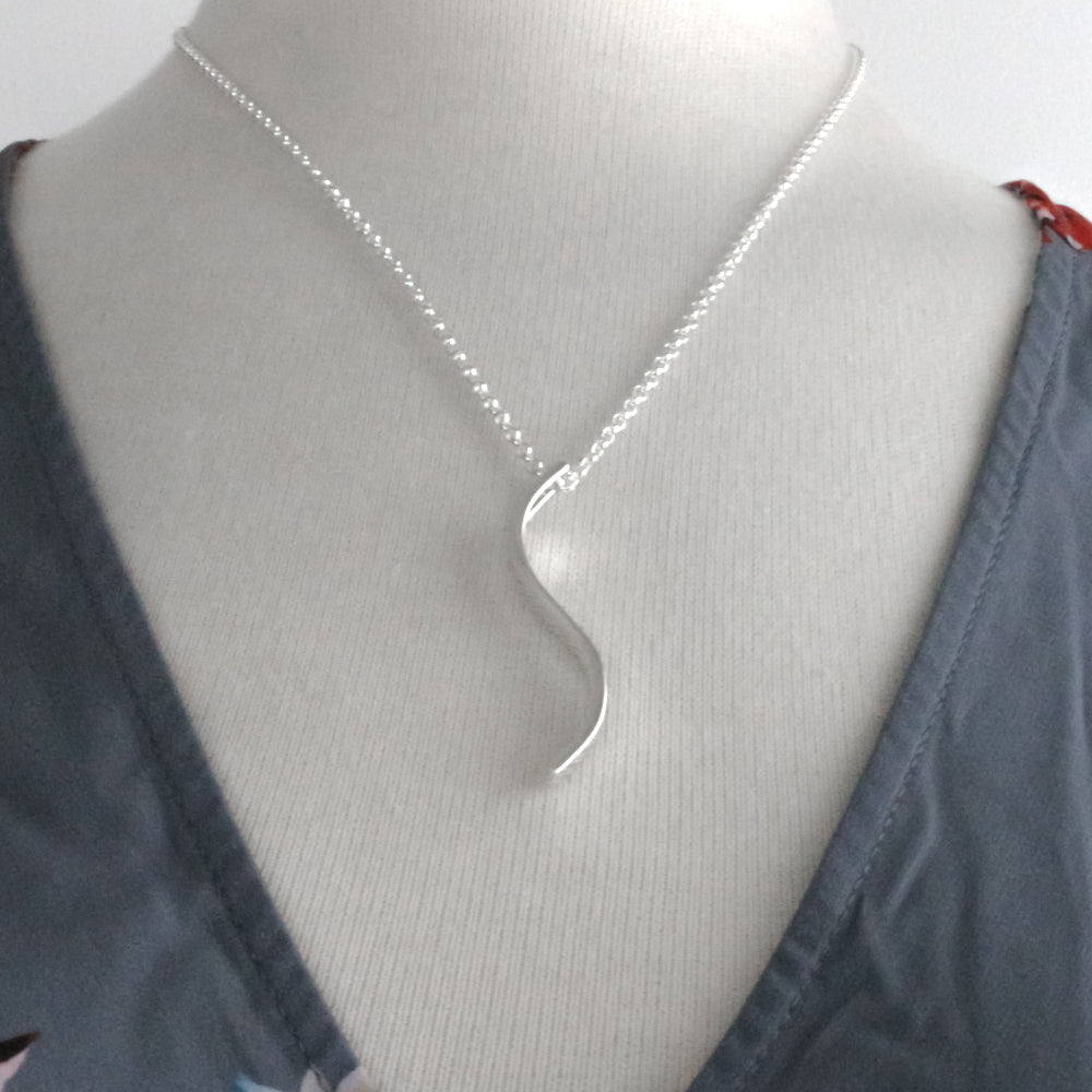 AYA Three-Dimensional S Bar Silver Pendant