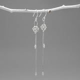 Áine Beaded Cluster Double Chain Silver Dangle Earrings