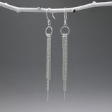 Áine Cascading Chains on Small Hoop Silver Dangle Earrings