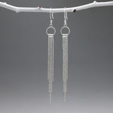 Áine Cascading Chains on Small Hoop Silver Dangle Earrings