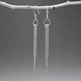 Áine Cascading Chains on Small Hoop Silver Dangle Earrings