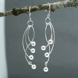 Áine Curved Wire Silver Bead Dangle Earrings