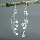 Áine Curved Wire Silver Bead Dangle Earrings