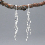 Áine Double Curved Sticks Silver Threader Earrings