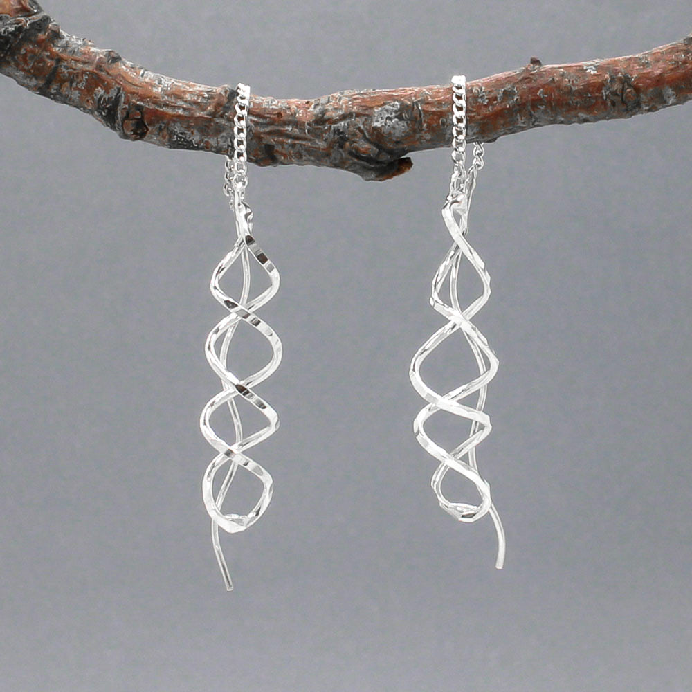 Áine Small Helix Silver Threader Earrings Dangle