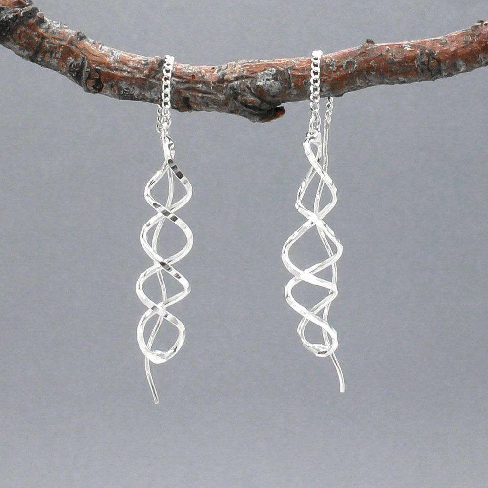 Áine Small Helix Silver Threader Earrings Dangle