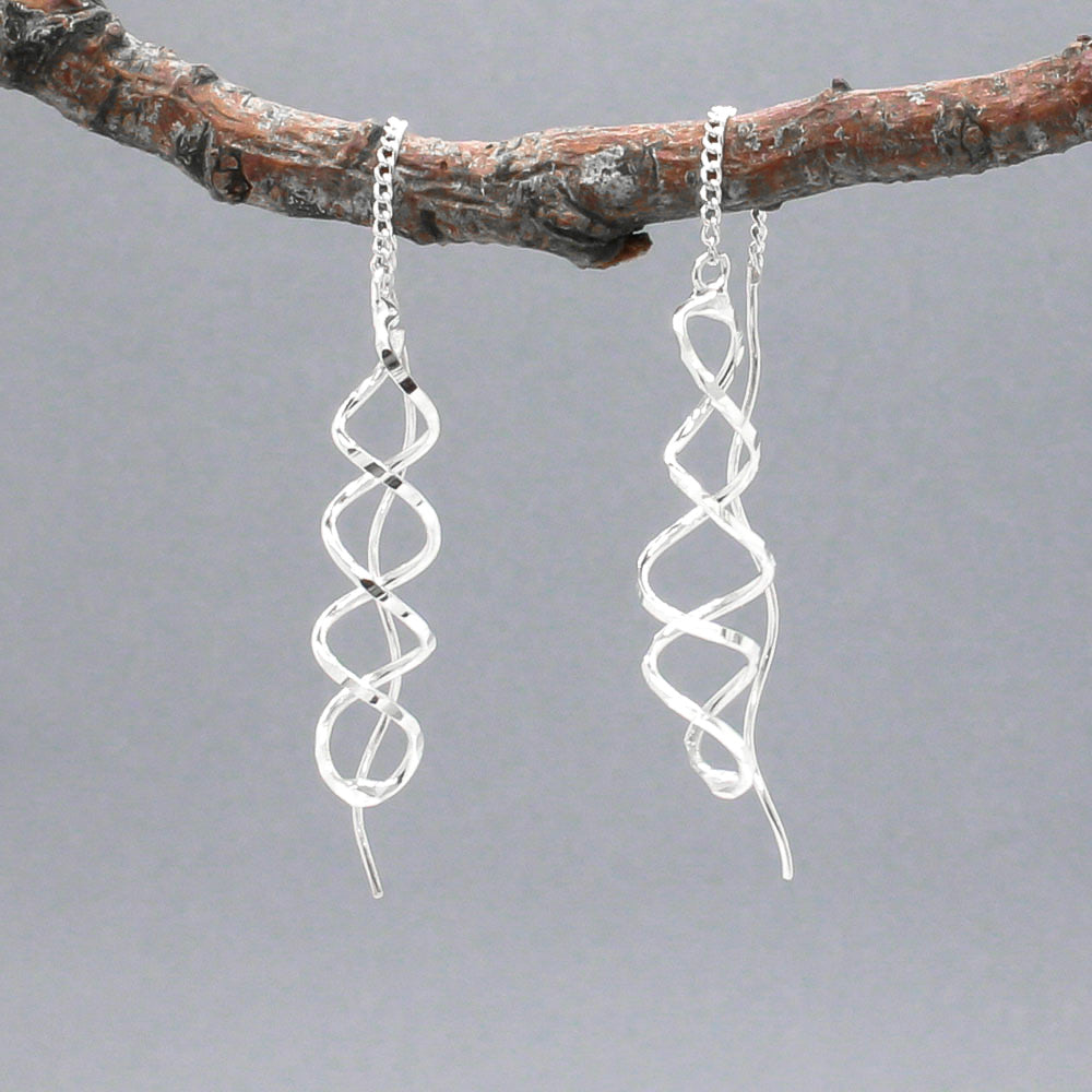 Áine Small Helix Silver Threader Earrings Dangle