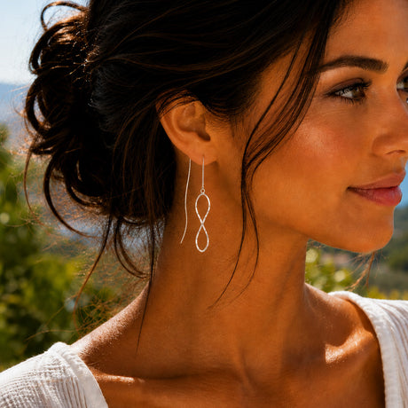 Áine Infinity Threader Silver Dangle Earrings