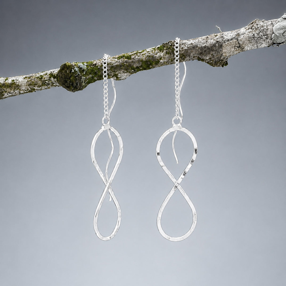 Áine Infinity Threader Silver Dangle Earrings