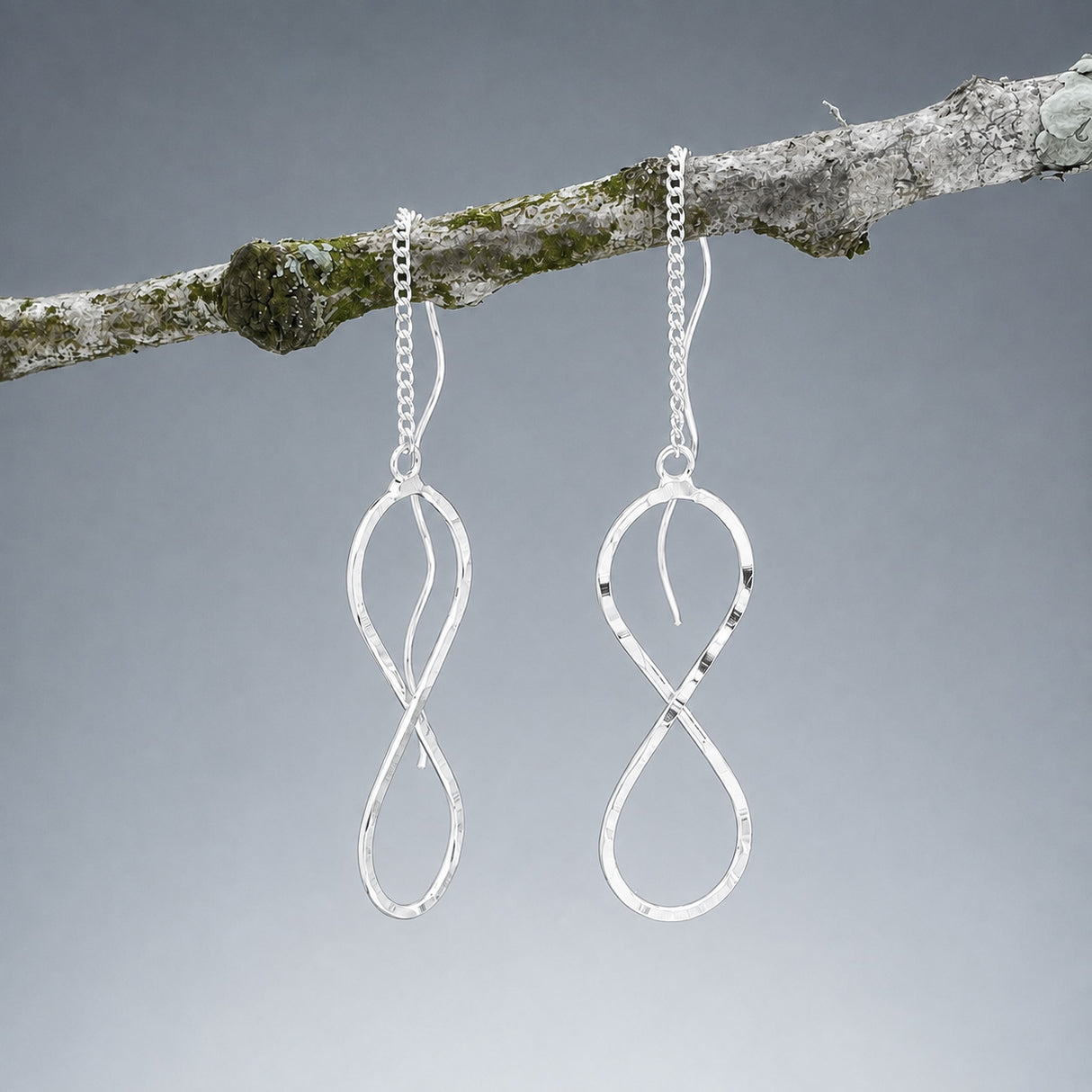 Áine Infinity Threader Silver Dangle Earrings