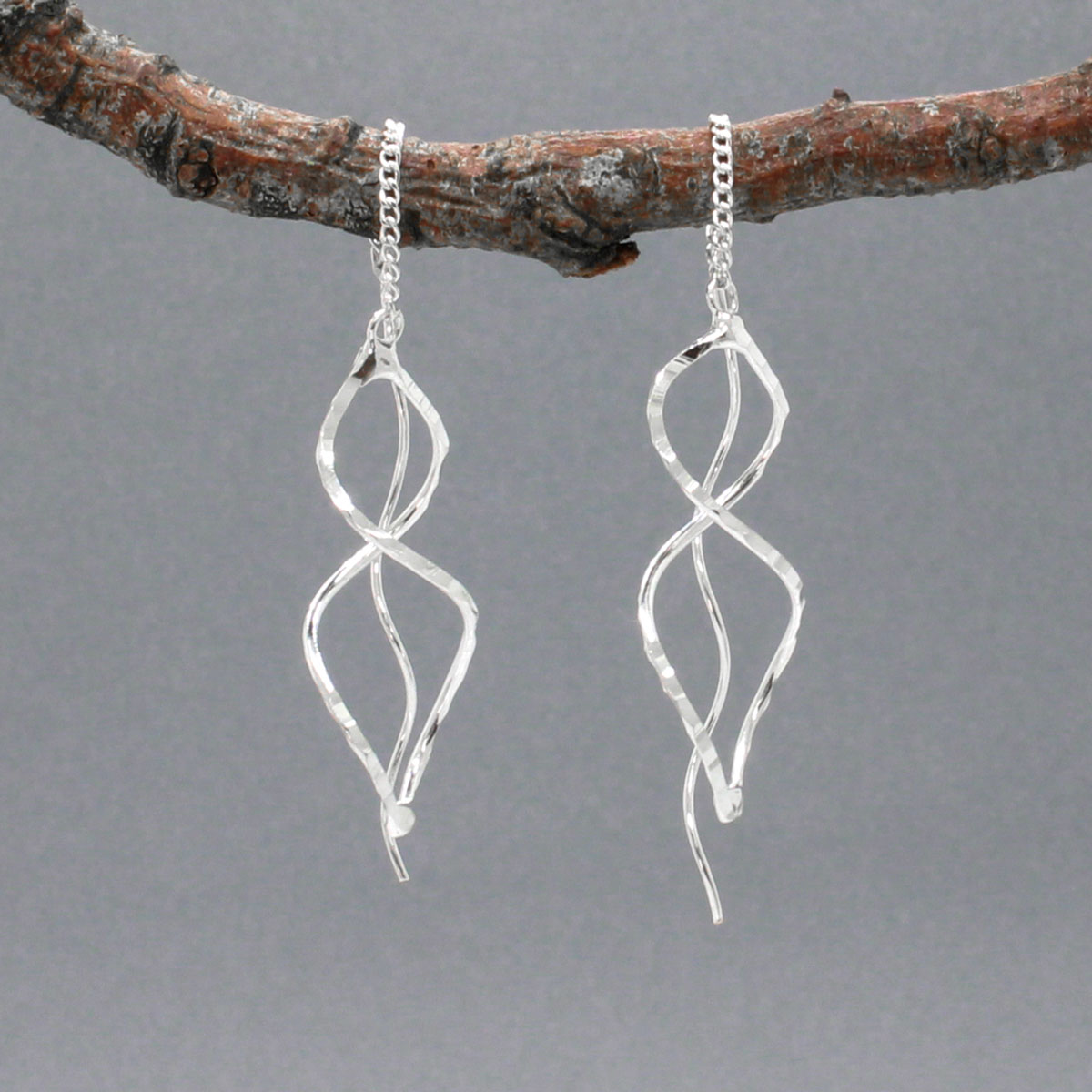 Áine - Large Helix Silver Threader Earrings - Dangle