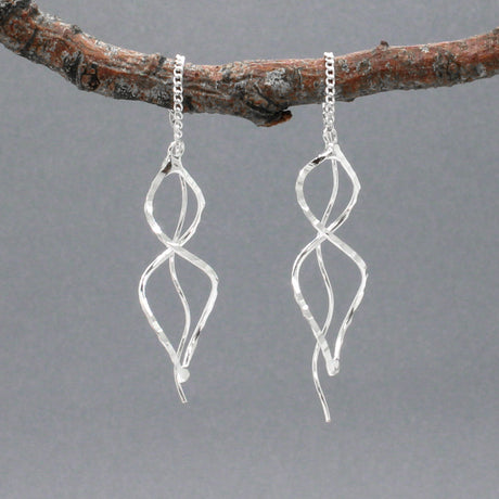 Áine - Large Helix Silver Threader Earrings - Dangle