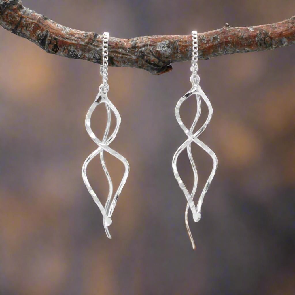 Áine - Large Helix Silver Threader Earrings - Dangle