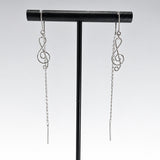 Áine Musical Note Drop with Back Chain Silver Dangle Earrings