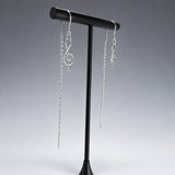 Áine Musical Note Drop with Back Chain Silver Dangle Earrings