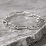 Áine Small Paper Clip Link Silver Bracelet