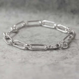 Áine Small Paper Clip Link Silver Bracelet