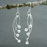 Áine Curved Wire Silver Bead Dangle Earrings