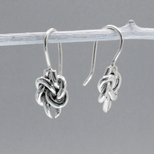 Aran - Double Knot Silver Earrings - Dangle