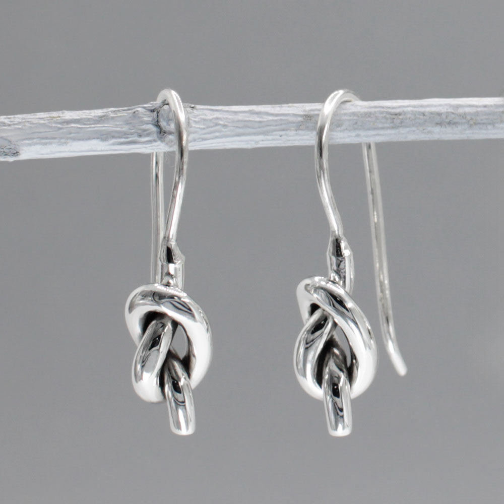 Aran - Single Knot Silver Earrings - Dangle