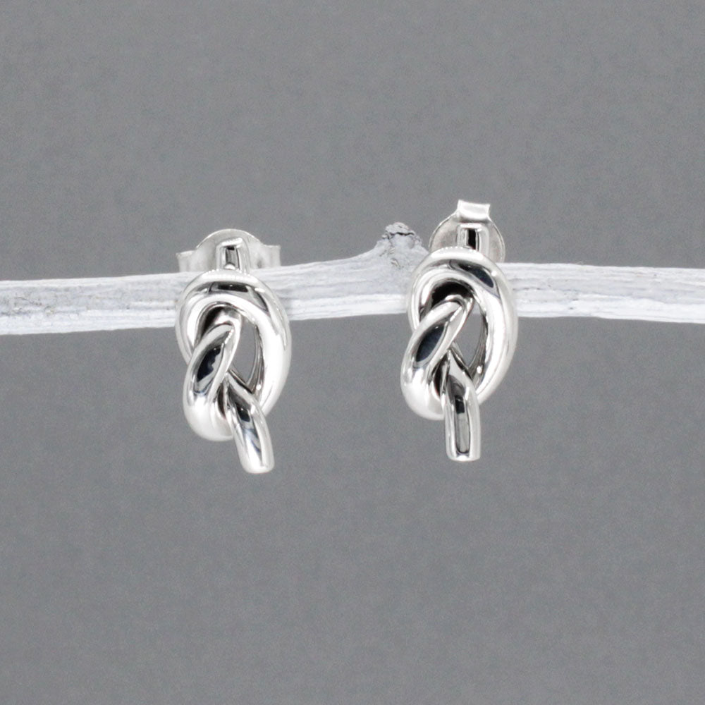 Aran - Single Knot Silver Earrings - Stud