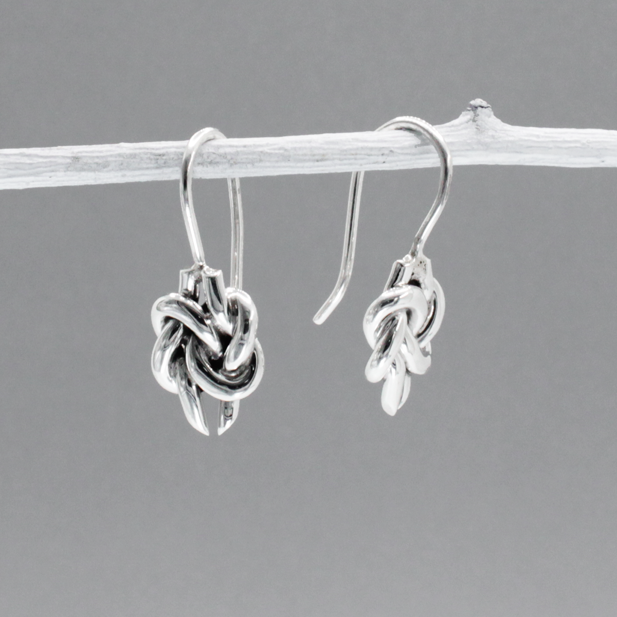 Aran - Double Knot Silver Earrings - Dangle